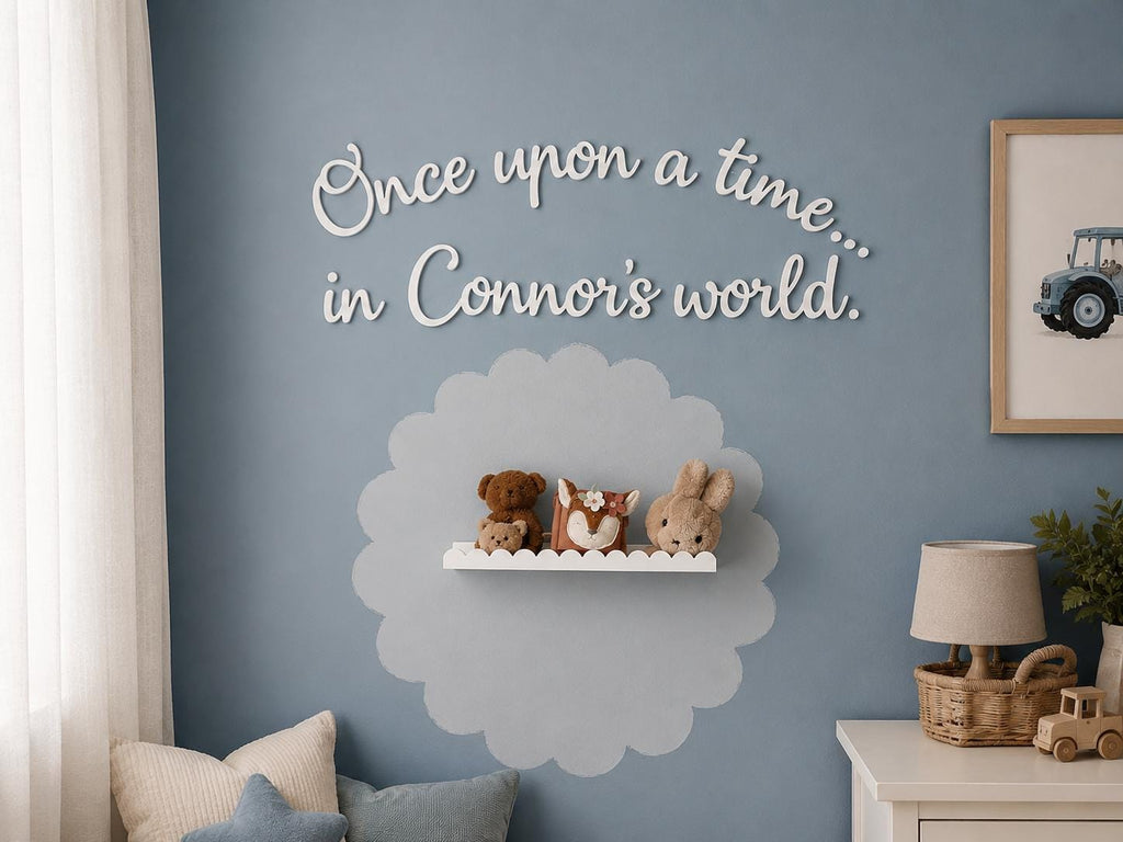 Once Upon a Time Sign with Name | Wooden Wall Sign for Nursery | Custom Nursery Reading Nook Decor | Story time Sign | Kids Room Bookshelf