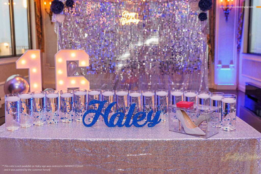Personalized Wooden Name Sign, Custom Name Decor, Sweet 16 Name Sign, Bat Mitzvah Centerpiece, Freestanding Wooden Name Sign