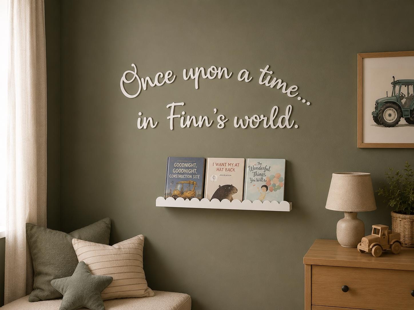 Once Upon a Time Sign with Name | Wooden Wall Sign for Nursery | Custom Nursery Reading Nook Decor | Story time Sign | Kids Room Bookshelf