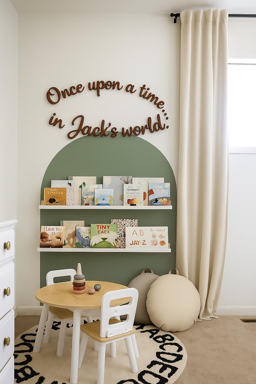 Once Upon a Time Sign with Name | Wooden Wall Sign for Nursery | Custom Nursery Reading Nook Decor | Story time Sign | Kids Room Bookshelf
