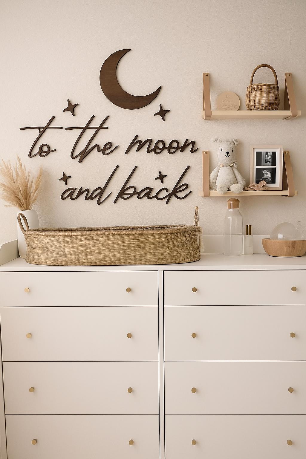 To the Moon and Back Wooden Wall Sign | Nursery Decor