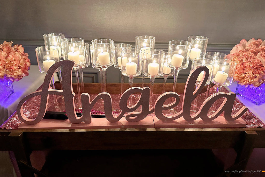 Personalized Wooden Name Sign, Custom Name Decor, Sweet 16 Name Sign, Bat Mitzvah Centerpiece, Freestanding Wooden Name Sign