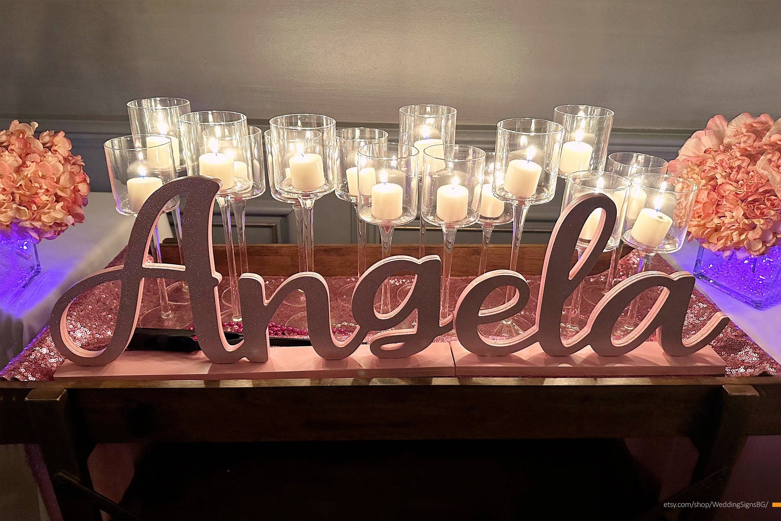 Personalized Wooden Name Sign, Custom Name Decor, Sweet 16 Name Sign, Bat Mitzvah Centerpiece, Freestanding Wooden Name Sign