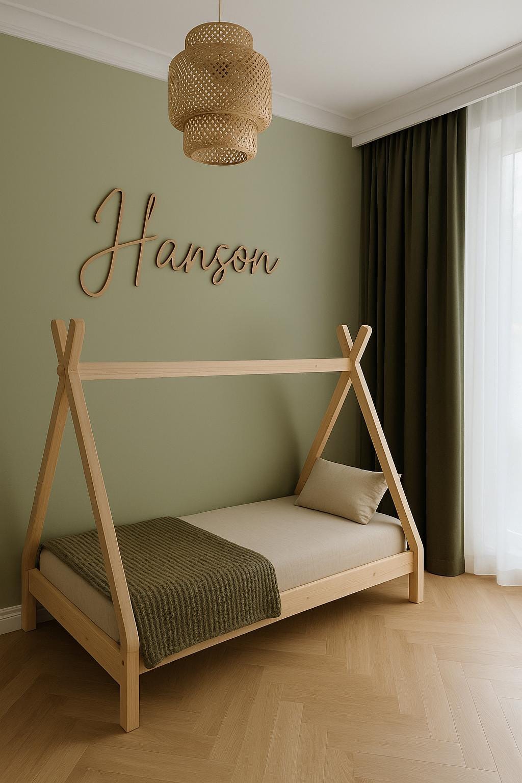 Cursive Baby Name Sign: Raw Birch Wood Nursery Decor (23-38" wide options)