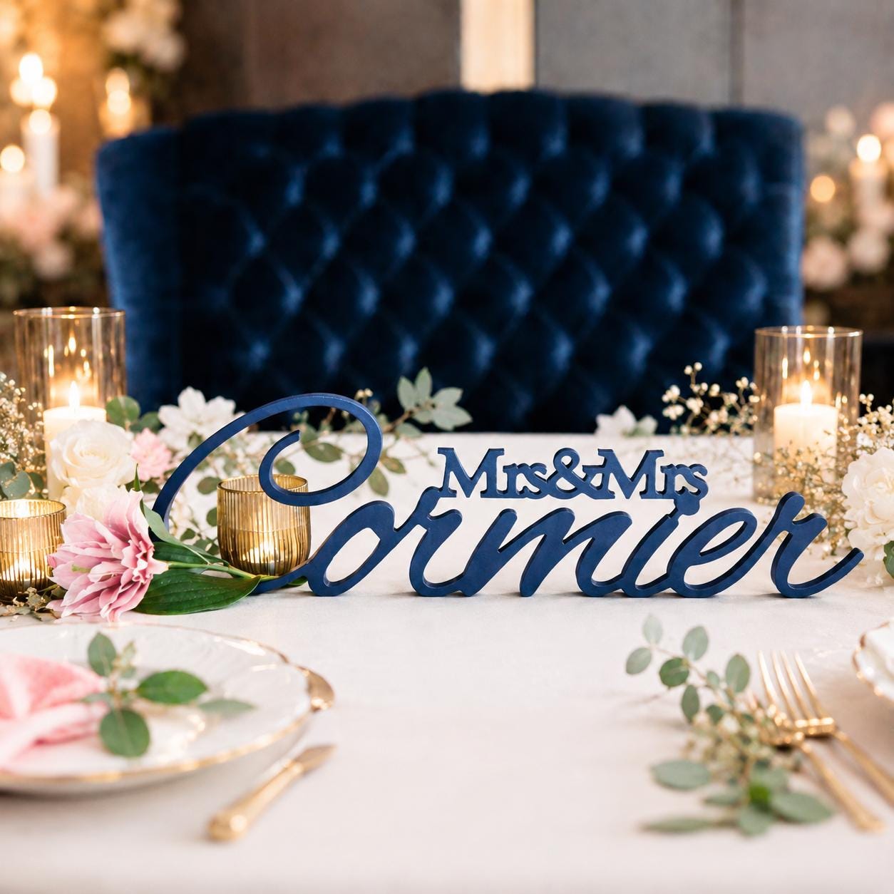 Personalized Mr and Mrs Last Name Sign, Wood Sweetheart Table Decor, Custom Wedding Name Sign, Birch Freestanding