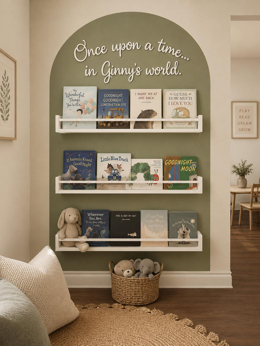 Once Upon a Time Sign with Name | Wooden Wall Sign for Nursery | Custom Nursery Reading Nook Decor | Story time Sign | Kids Room Bookshelf