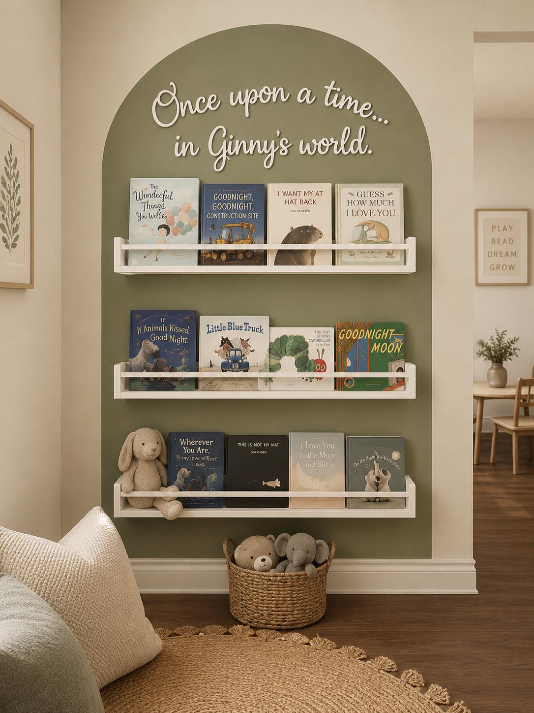Once Upon a Time Sign with Name | Wooden Wall Sign for Nursery | Custom Nursery Reading Nook Decor | Story time Sign | Kids Room Bookshelf