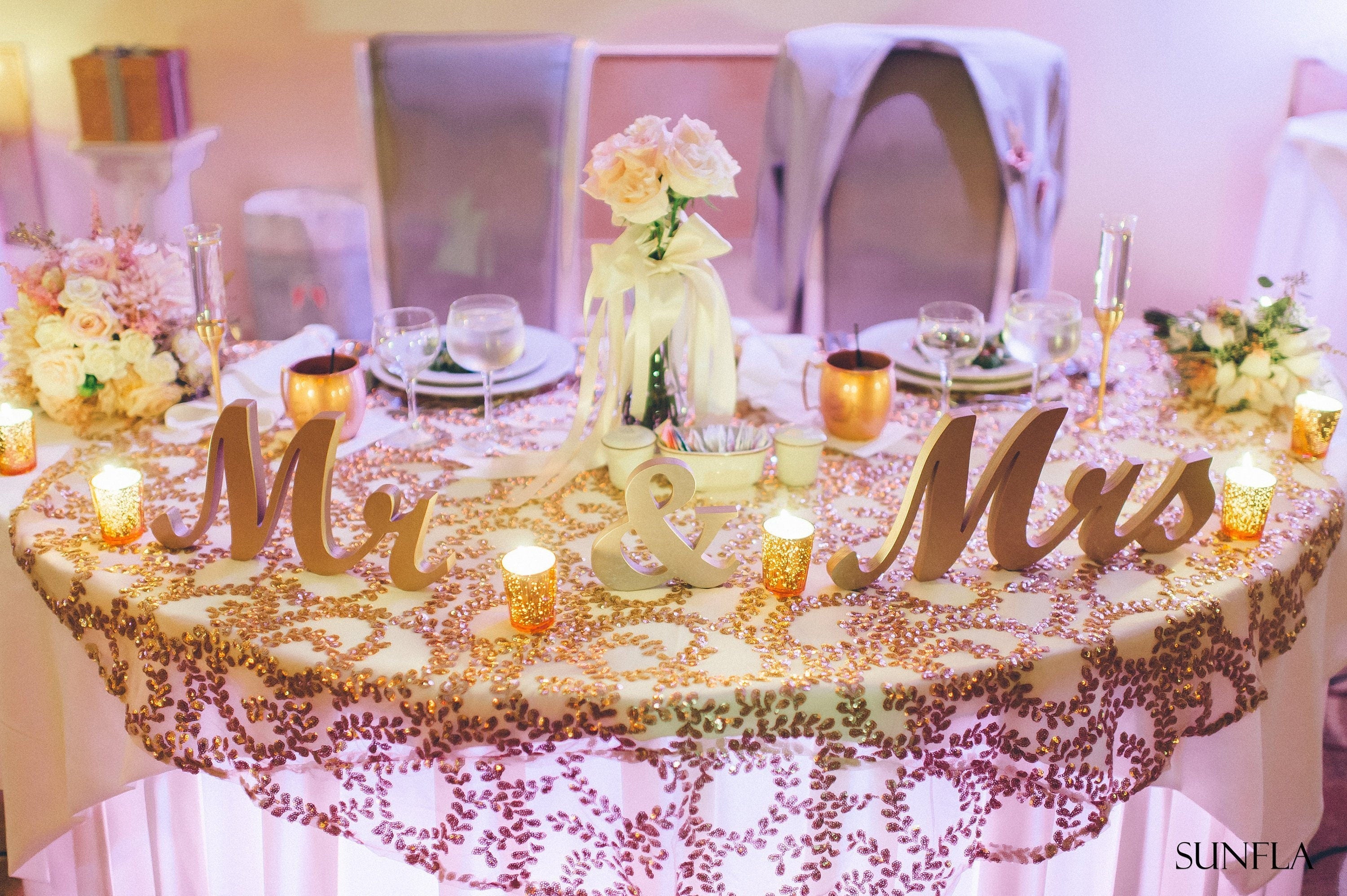 Mr & Mrs Wedding Table Sign, Wooden Sweetheart Table Decoration, Rustic Head Table Letters, Wedding Reception Decor, Freestanding Wood Cutout Set