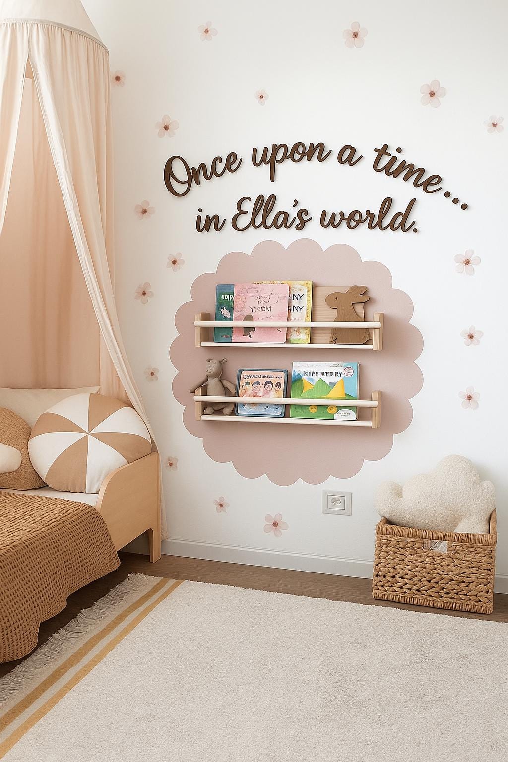 Once Upon a Time Sign with Name | Wooden Wall Sign for Nursery | Custom Nursery Reading Nook Decor | Story time Sign | Kids Room Bookshelf