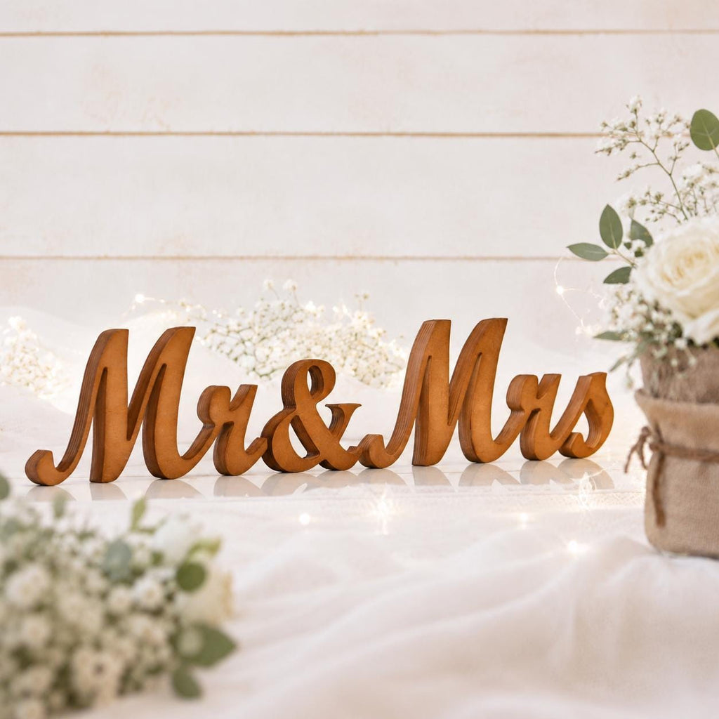 Mr & Mrs Wedding Table Sign, Wooden Sweetheart Table Decoration, Rustic Head Table Letters, Wedding Reception Decor, Freestanding Wood Cutout Set