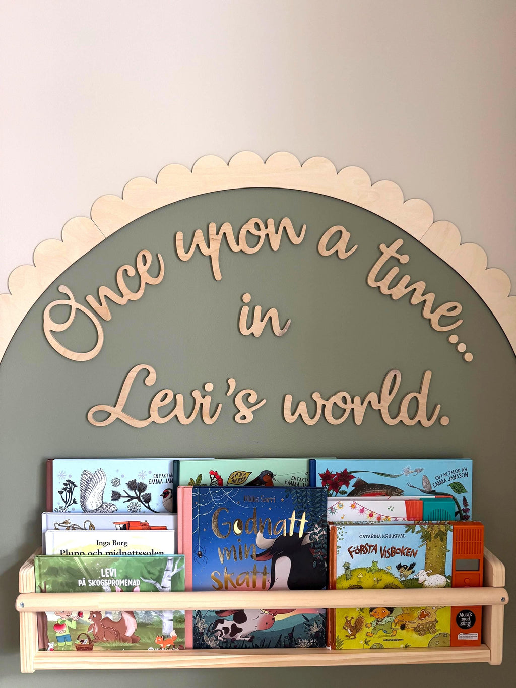 Once Upon a Time Sign with Name | Wooden Wall Sign for Nursery | Custom Nursery Reading Nook Decor | Story time Sign | Kids Room Bookshelf