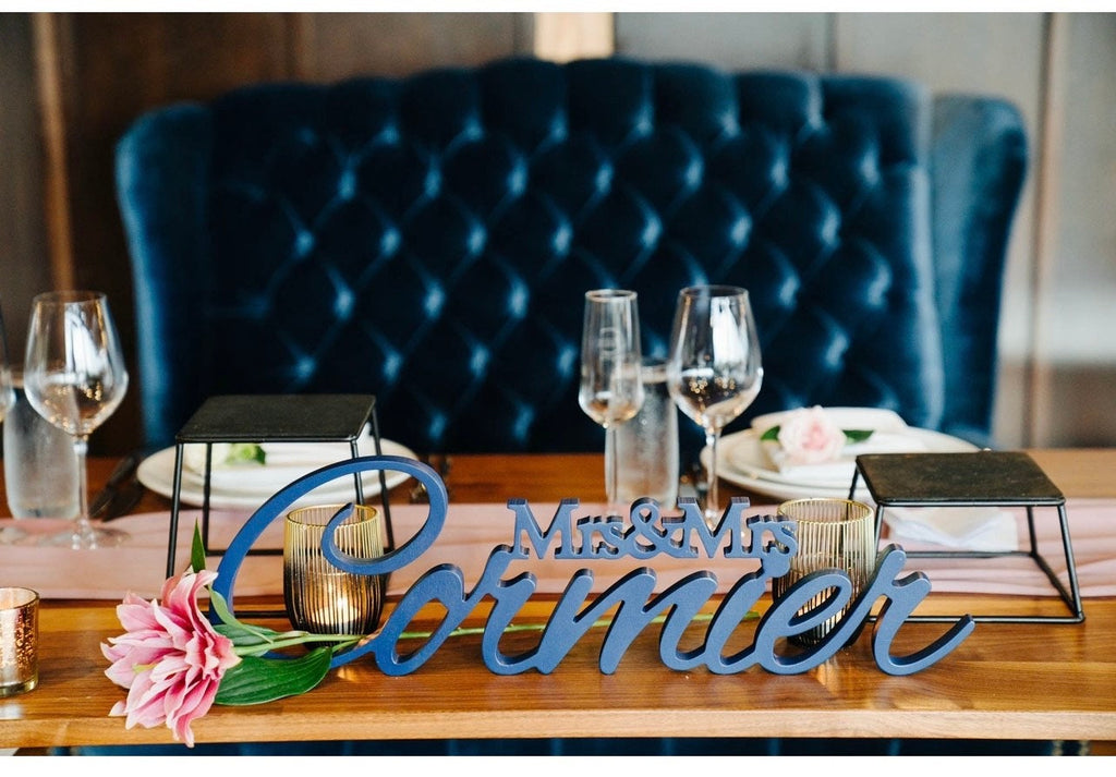 Personalized Mr and Mrs Last Name Sign, Wood Sweetheart Table Decor, Custom Wedding Name Sign, Birch Freestanding