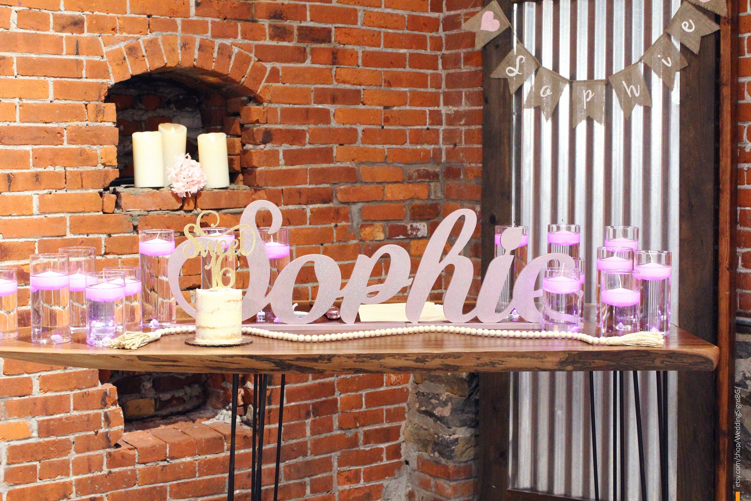 Personalized Wooden Name Sign, Custom Name Decor, Sweet 16 Name Sign, Bat Mitzvah Centerpiece, Freestanding Wooden Name Sign