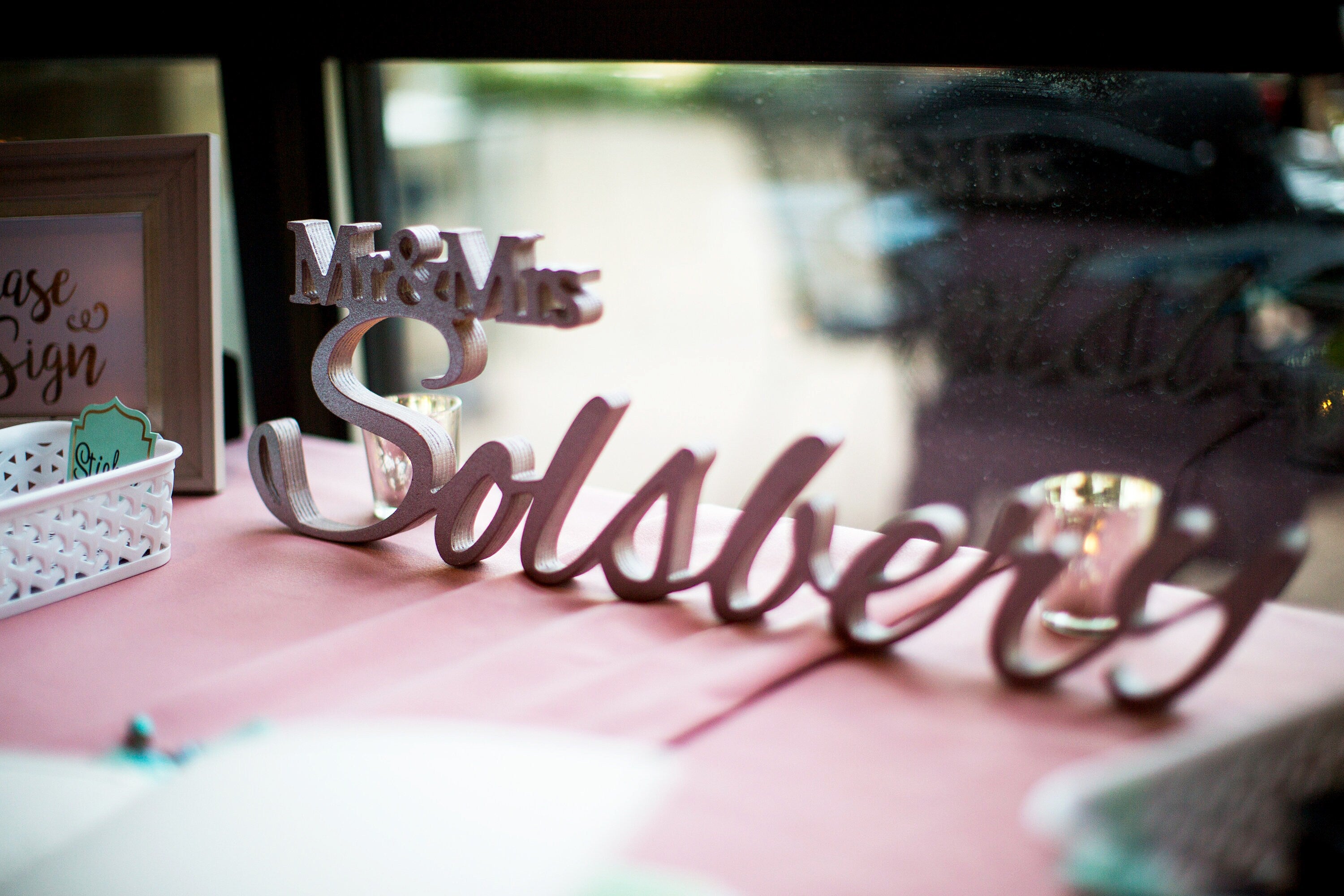 Personalized Mr and Mrs Last Name Sign, Wood Sweetheart Table Decor, Custom Wedding Name Sign, Birch Freestanding