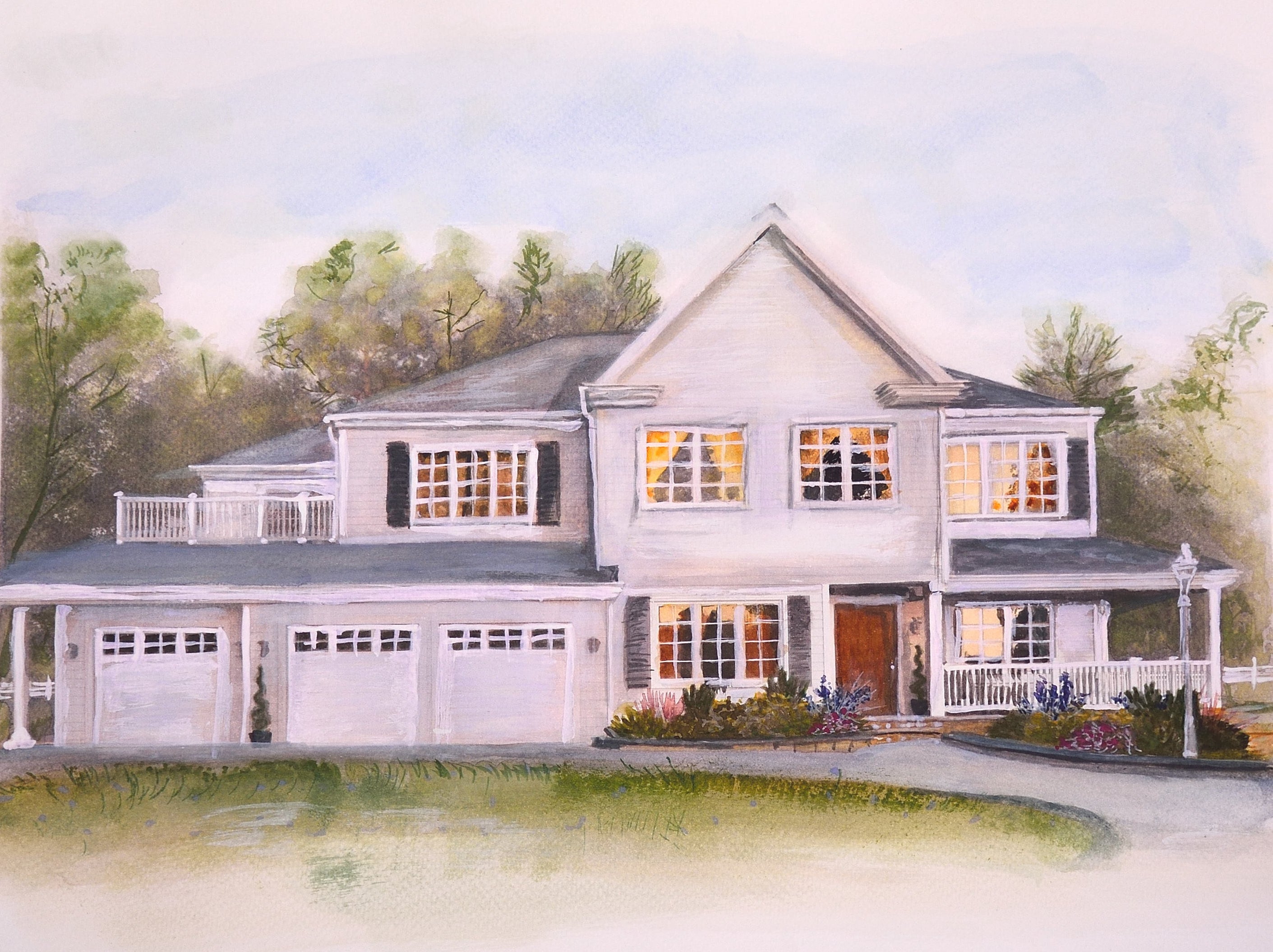Custom Hand Painted House Portrait – Personalized Home Painting, Housewarming Gift, New Home Gift, Wedding & Anniversary Gift, Multiple Sizes