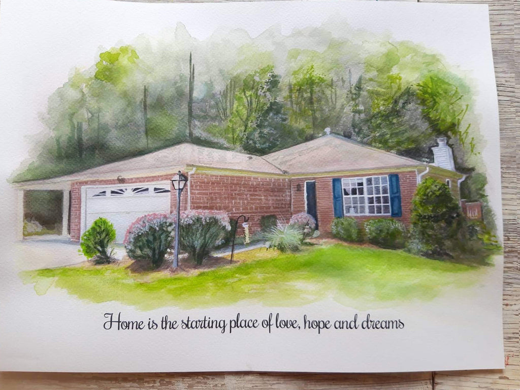 Custom Hand Painted House Portrait – Personalized Home Painting, Housewarming Gift, New Home Gift, Wedding & Anniversary Gift, Multiple Sizes