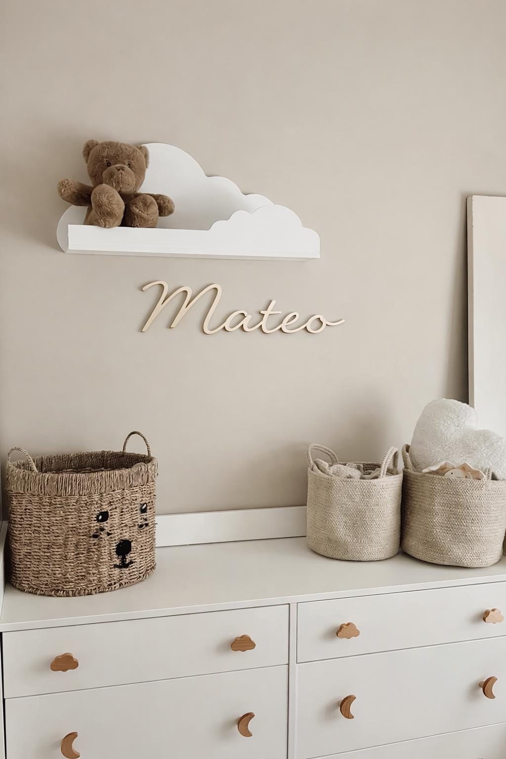 Cursive Baby Name Sign: Raw Birch Wood Nursery Decor (23-38" wide options)