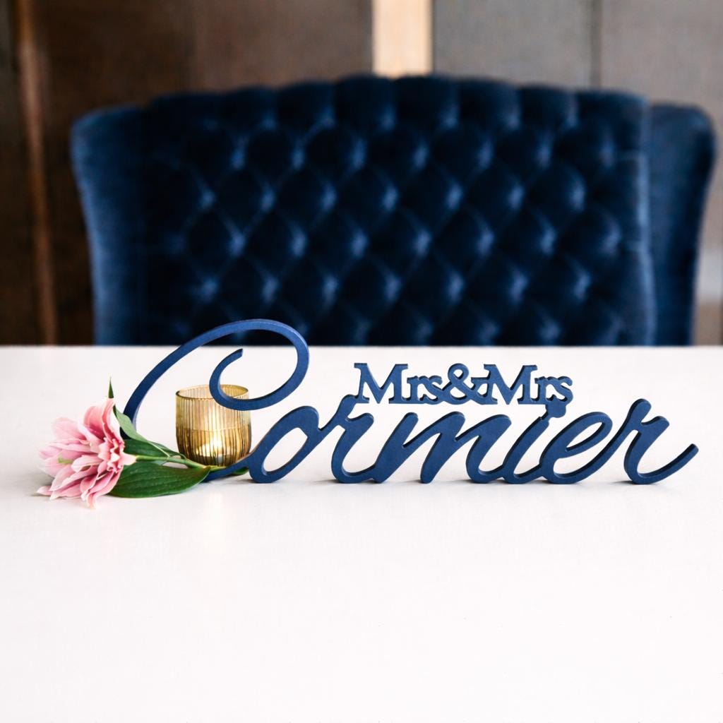 Personalized Mr and Mrs Last Name Sign, Wood Sweetheart Table Decor, Custom Wedding Name Sign, Birch Freestanding