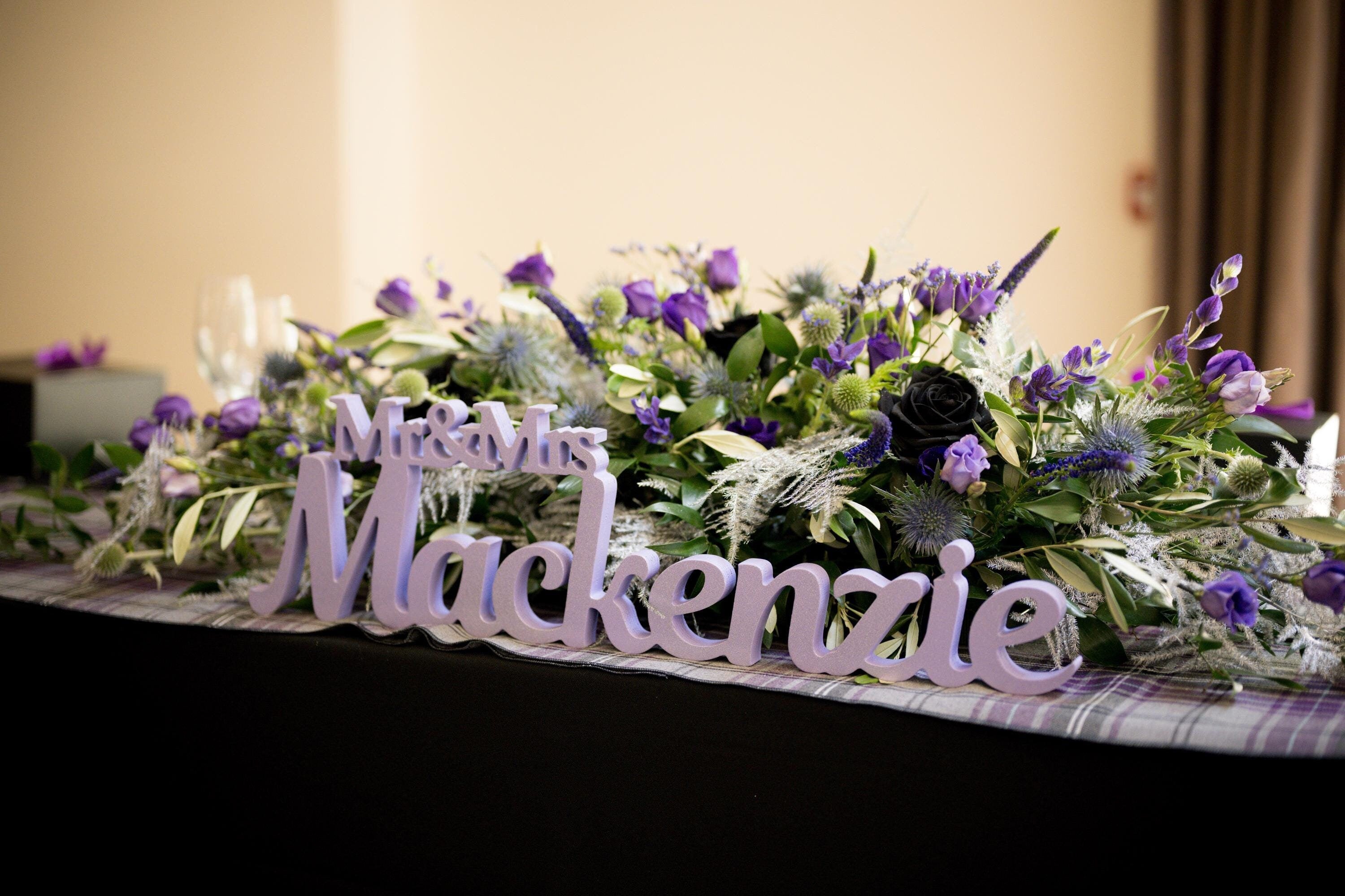 Personalized Mr and Mrs Last Name Sign, Wood Sweetheart Table Decor, Custom Wedding Name Sign, Birch Freestanding