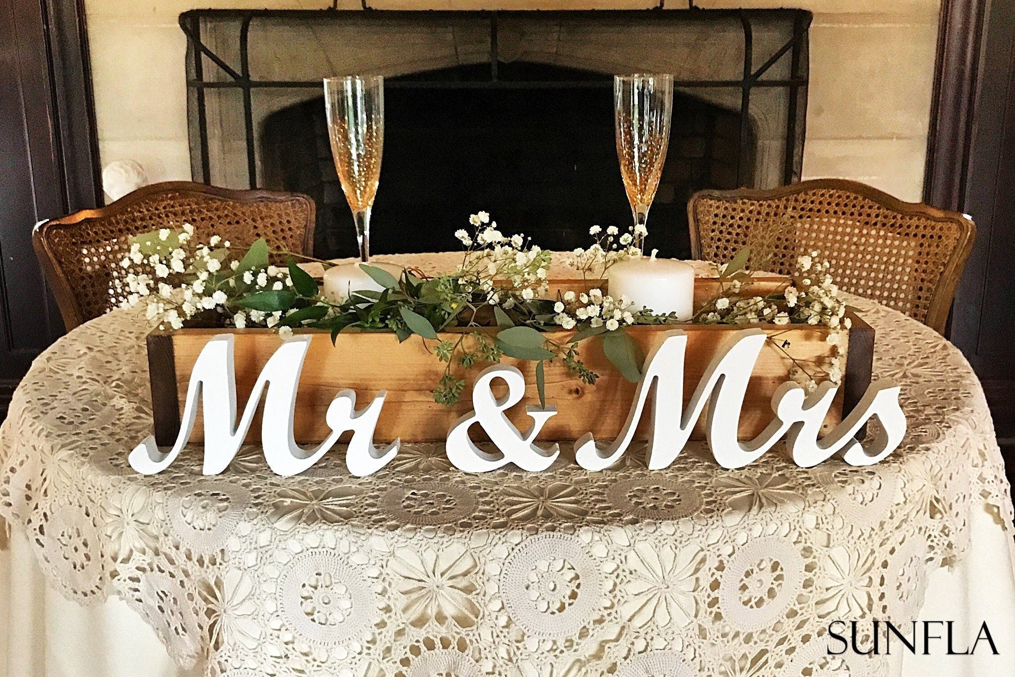 Mr & Mrs Wedding Table Sign, Wooden Sweetheart Table Decoration, Rustic Head Table Letters, Wedding Reception Decor, Freestanding Wood Cutout Set